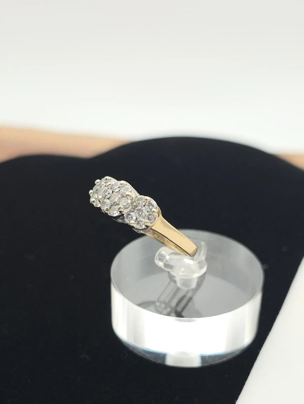 Fine Estate Jewelry Fantasy Diamond Corp 14k Three Stone Cluster Ring 1ctw